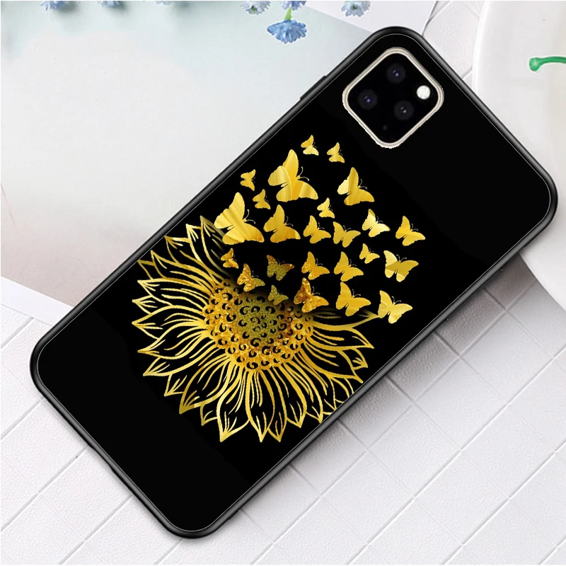 

Sunflower Butterfly Never Give Up Soft Phone Case For iPhones12PRO 11 Pro Max X XR S6 6s 7 8 Plus Xs Max Silicone Cover Fundas