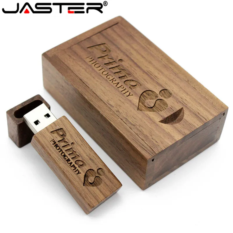 

JASTER Carbonized bamboo walnut wooden+box LOGO usb flash drive 4GB 8GB 16GB 32GB 64GB usb 2.0 photography gift U