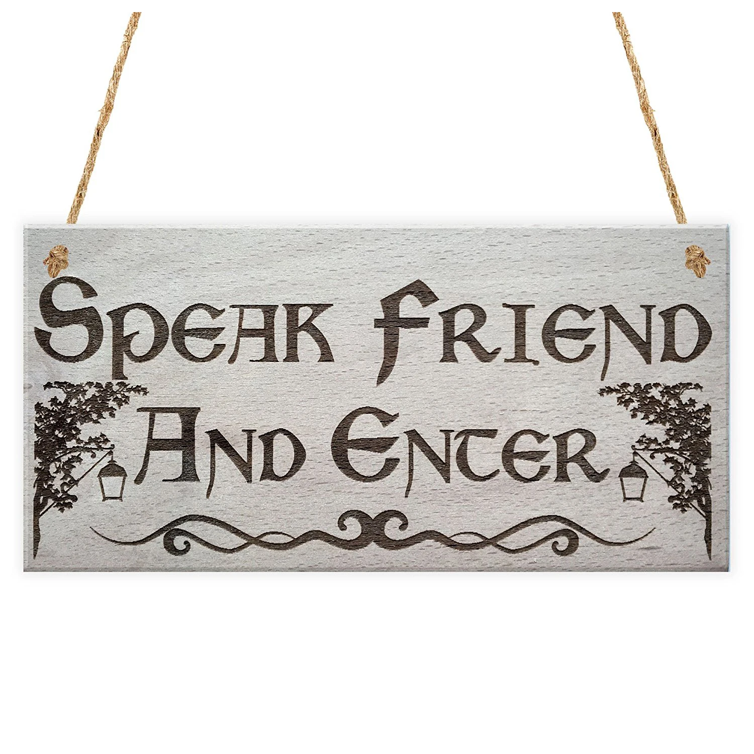 Говорите друг и входите деревянный подвесной человек пещера Подарочная доска