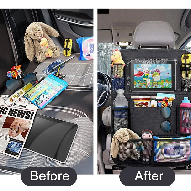 car backseat organizer with touch screen tablet holder 9 storage pockets kick mats car seat back protectors for kids toddlers free global shipping