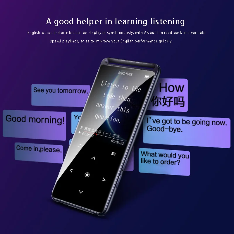 Bluetooth 5,0 MP3 плеер без потерь 16 Гб HiFi портативный аудио Walkman с fm-радио электронная книга Диктофон MP3 музыкальный плеер