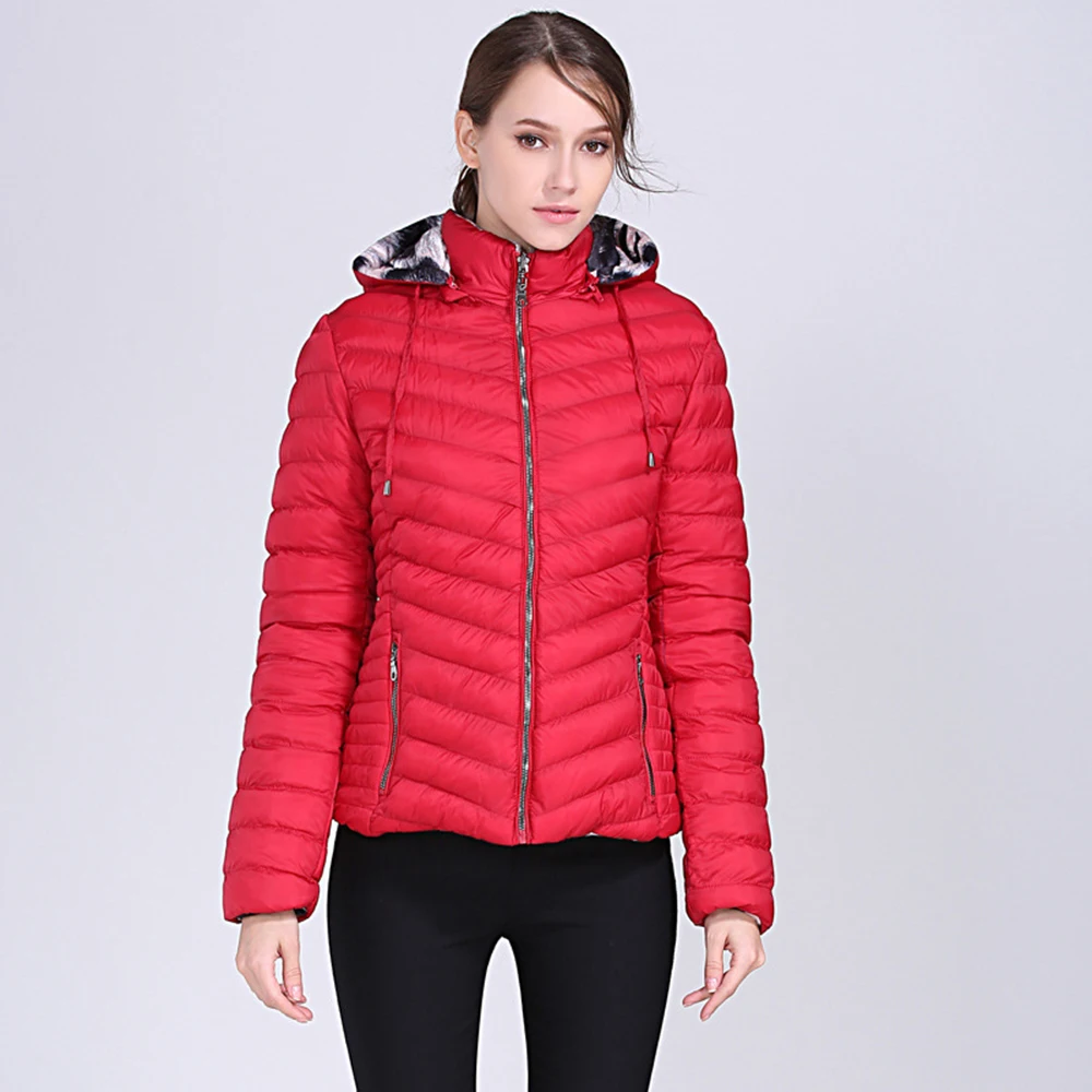 

New Down Jackets Padded Women Hooded Wearable on Both Sides Winter Warm Slim Short Coat Padded Jackets Female Plus Size MF-03