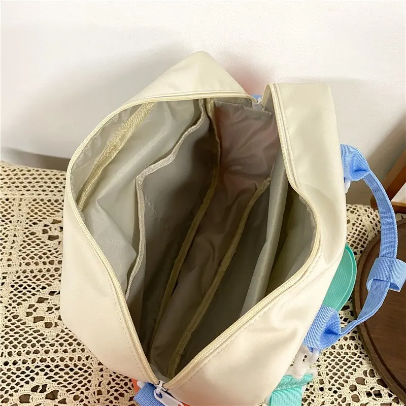 

Kawaii Panelled Candy Color School Bag Women Lovely Small Waterproof Backpacks Teenager Girl Portable Travel Horizontal Backpack