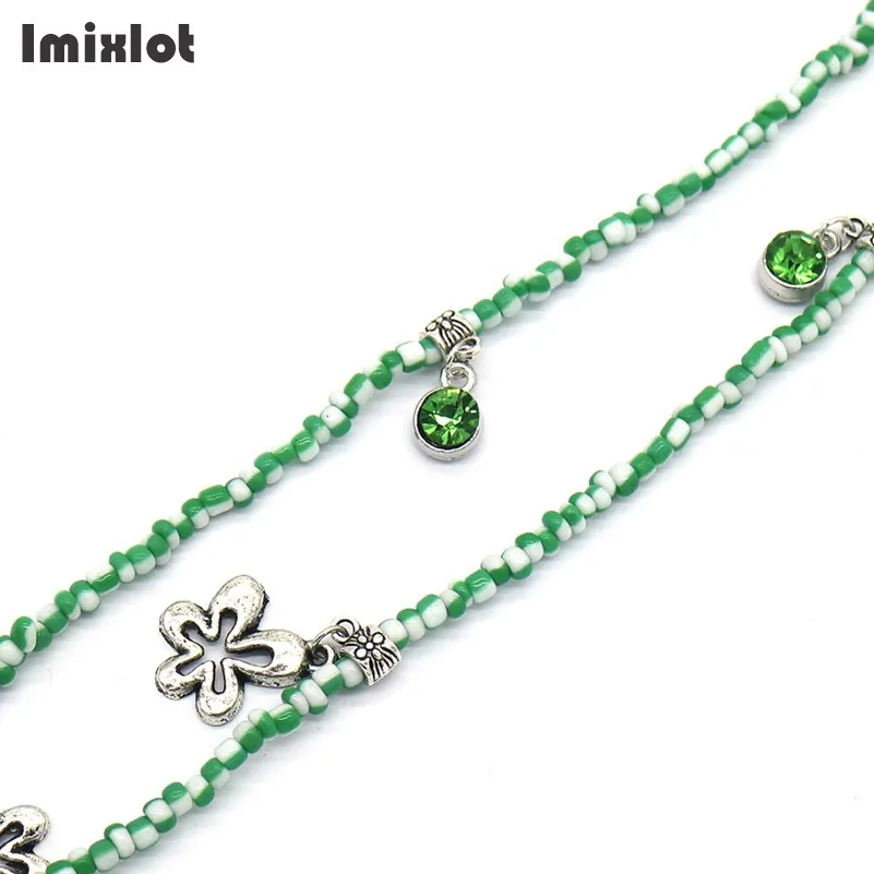 Butterfly Flower Charms Womens Green&White Beaded Eyeglass Sunglasses Reading Glasses Chain Eyewears Cord Holder Neck Strap Rope |