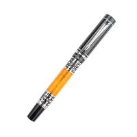 new 808 metal and retro acrylic resin fountain pen 0 5 nib ink pen orange with converter business office writing