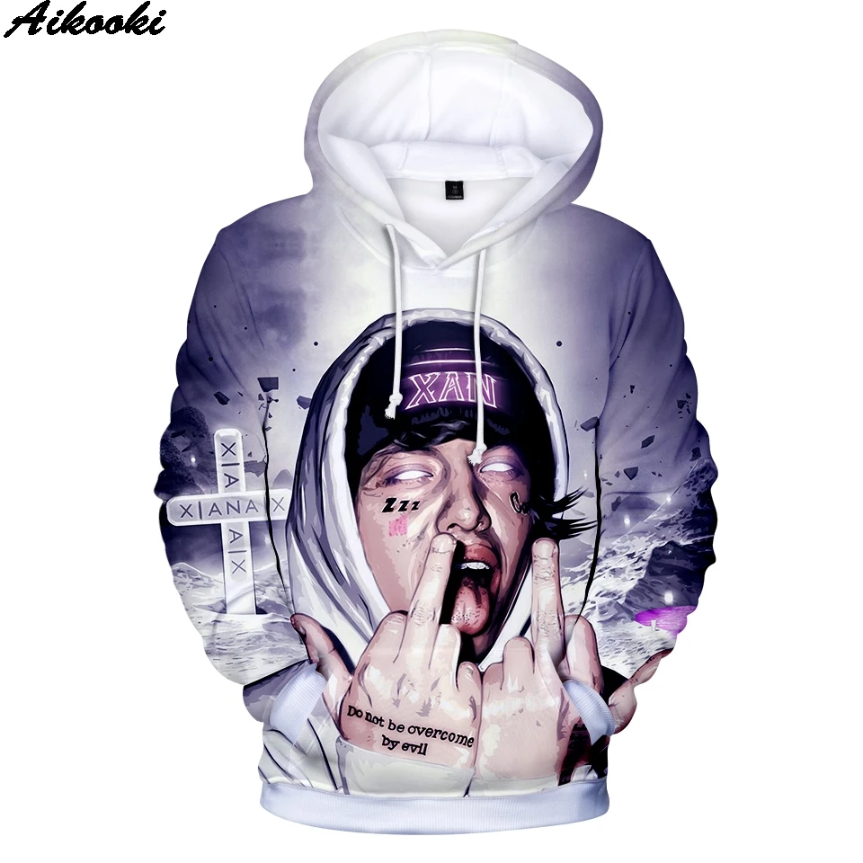 New Lil Xan Xanarchy 3D Hoodies Men/Women Fashion Casual Harajuku Anime Hoodie Cartoon Print Sweatshirt Tops | Мужская одежда