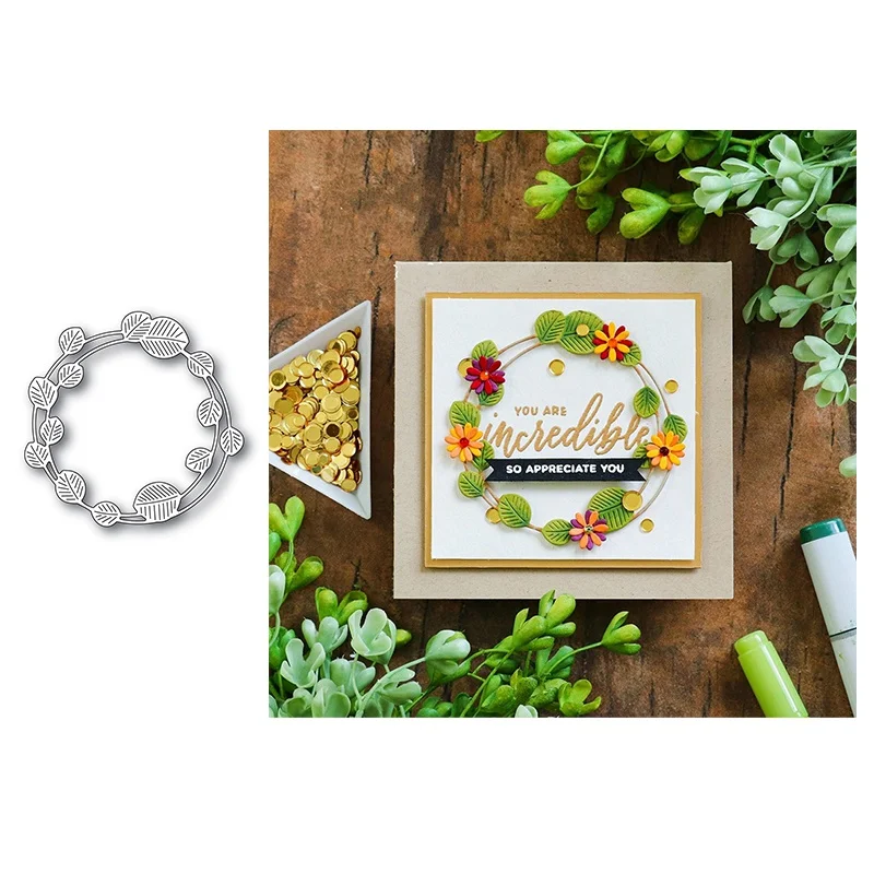 

Crazyclown Circle Leaves Metal Cutting Dies Stencils for Scrapbooking/photo Album Stamps Decorative Embossing DIY Cards