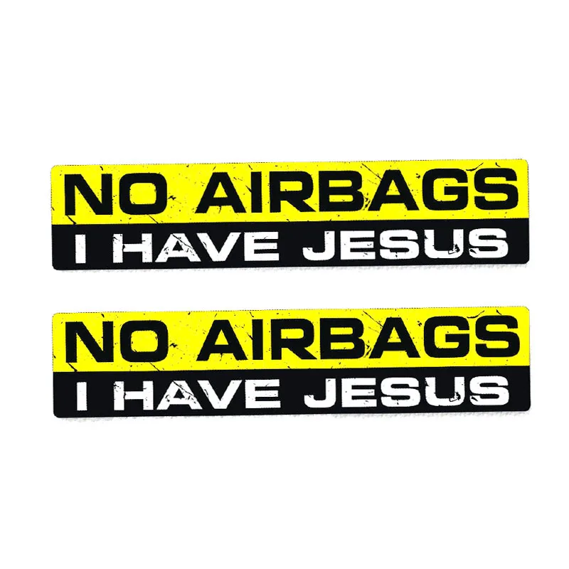 

2 X 15*3cm Funny NO AIRBAGS I HAVE JESUS Interesting Car Sticker Personalized PVC Body Decoration Accessories Waterproof Decals