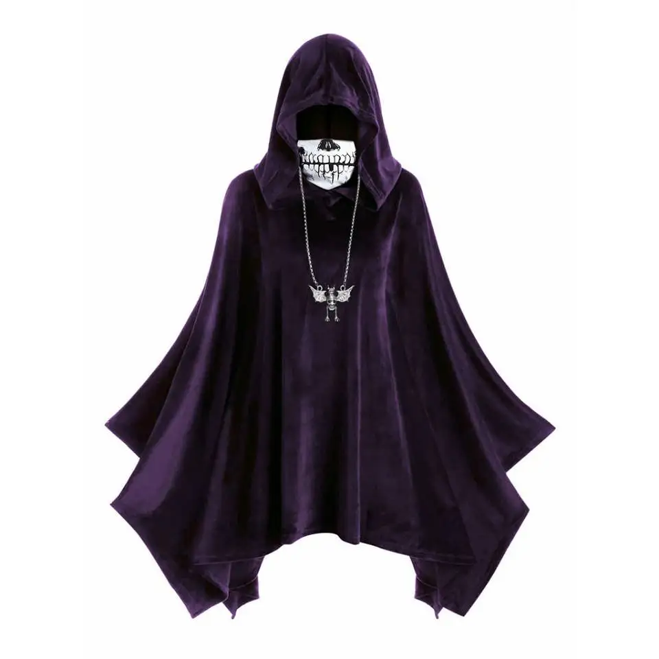 

Halloween Devil Capes Unisex Adult Mask Cloak Ponchos Hooded Medieval Costume Wizard Witch Vampire Gothic Cosplay Costume Winter
