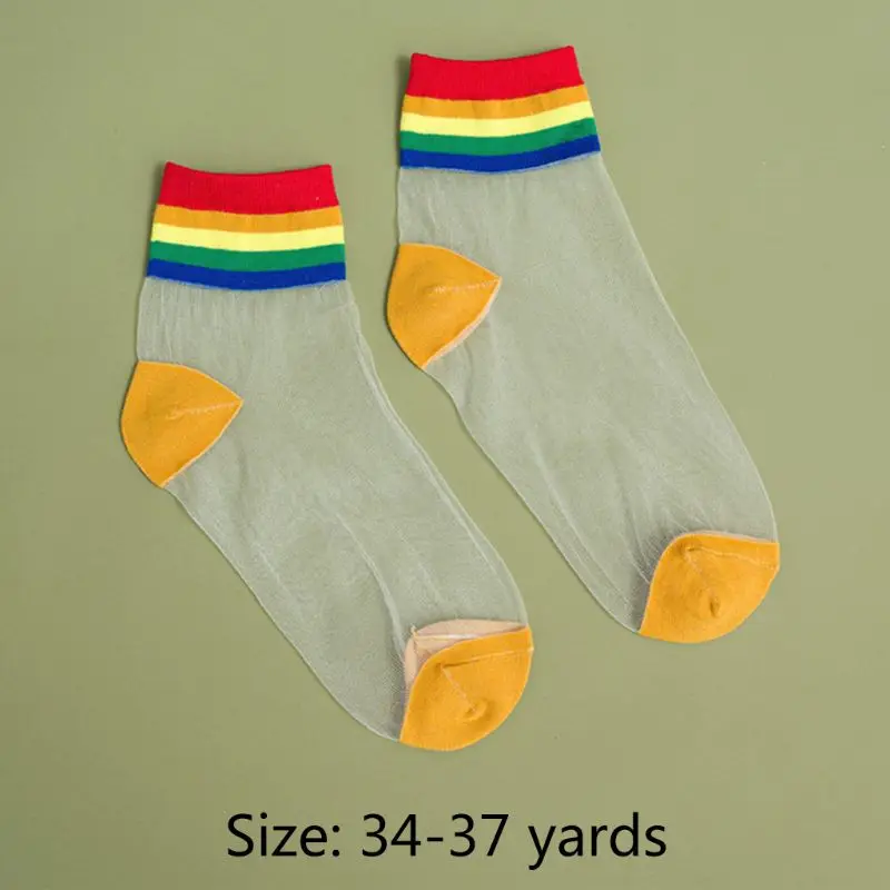 Корейский Стекло волокна носки трубы средней высоты яркий c бантом в полоску