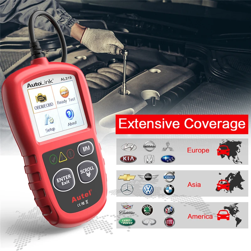 Autel Автоссылка AL319 OBD2 считыватель кодов DIY Автомобильный сканер OBD автоматический диагностический инструмент Automotriz считывание и стирание кода pk AD310 ELM327