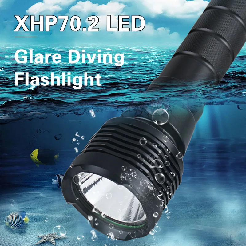 Verkaufen High Power XHP70 Scuba Tauchen Licht Taschenlampe LED Unterwasser Taschenlampe 10 Zoll Outdoor Nacht Laterne 60m Dive Tiefe