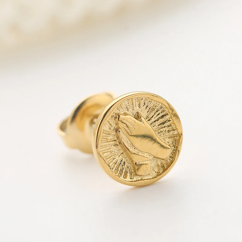 

2021 Autumn Simple Hands Folded Prayer Earrings Female Jewelry Personalized Design Stainless Steel Religious Gift