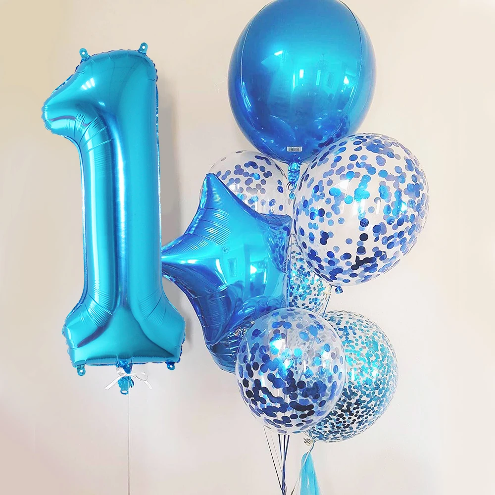 Конфетти синий шары 40 дюймов номер воздушный шар из фольги Globos День рождения