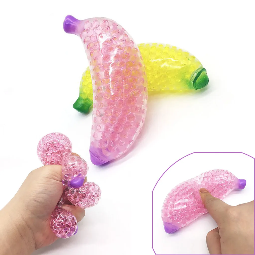 

Spongy Banana Bead Stress Ball Toy Squeezable Squishies Stress Relief Toy Adult Child Funny Anti-stress Pop It Fidget Reliver