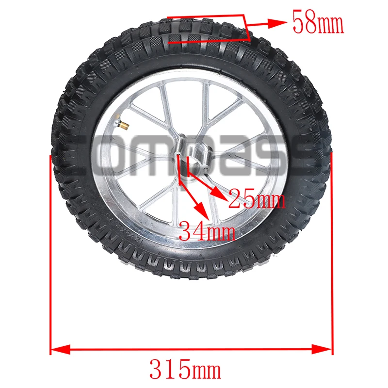 

12 1/2 x 2.75 Front and Rear wheel assembly 12 1/2X2.75 tire for Razor Dirt Rocket MX350 MX400 Mini Dirtbike