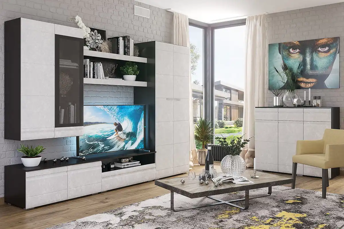 Полка Бруклин П-02 (Венге/Бетон белый ЛДСП/МДФ) Интерьер-Центр | Дом и сад