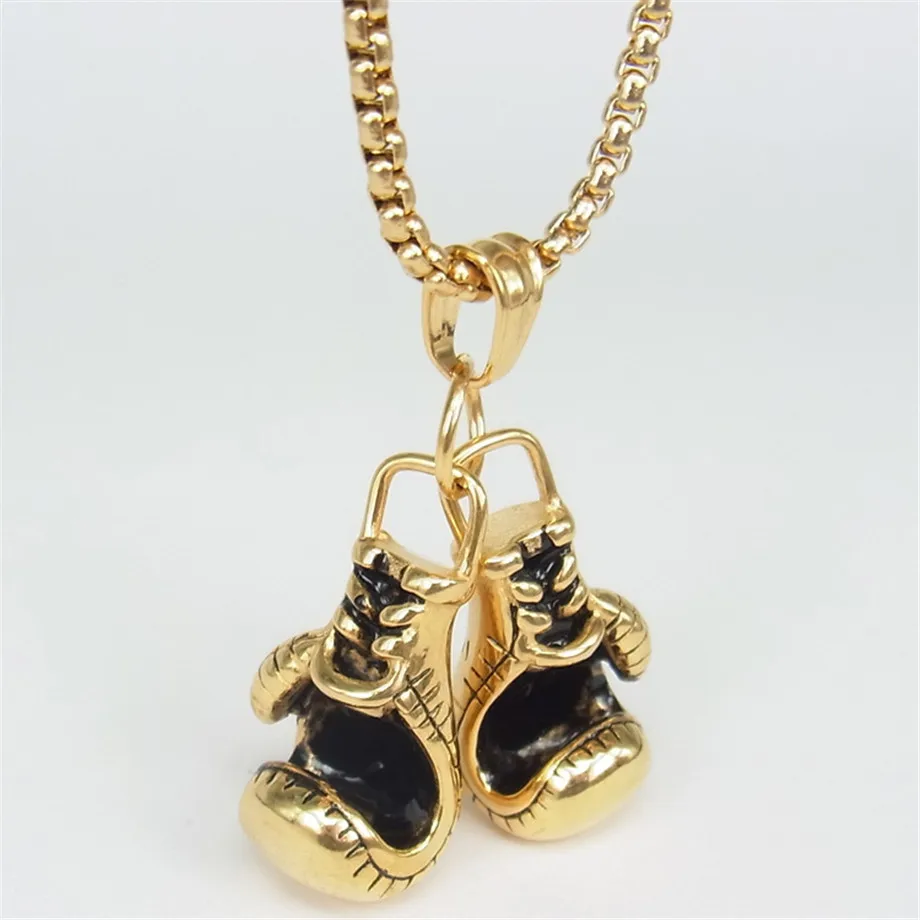 

Hippie Design Stainless Steel Pair Boxing Gloves Pendant Necklace For Men Male Jewelry Accessories collar masculino XL1663N