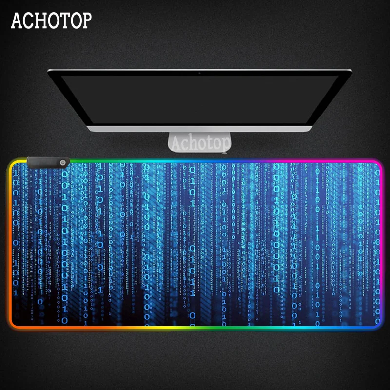 

Matrix Binary Code 900x400 Large LED RGB Lighting Gaming Accessories Mousepad Gamer Mat Mouse Pad Carpet PC Computer For CS GO