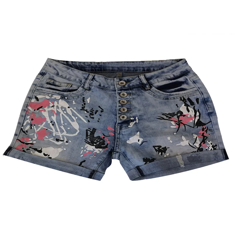 

Новинка лета 2021, женские джинсовые шорты с потертым принтом, джинсы для женщин