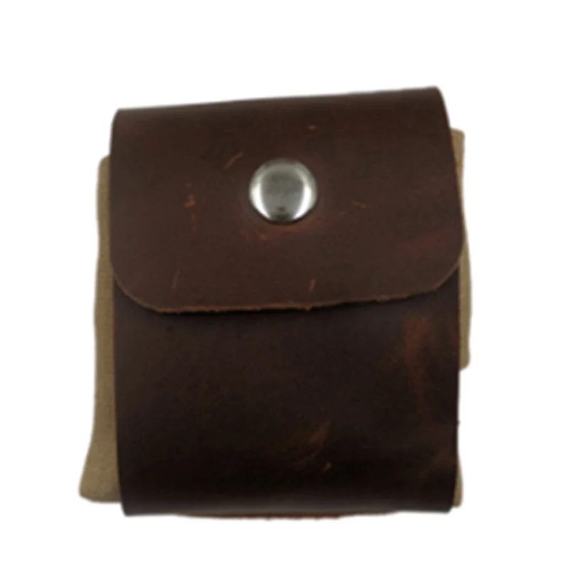 

Canvas Waist Bag with Leather Cover & Buckle Foldable Heavy Duty Tool Pouch with2 Drawstring for Outdoors Camping PLDI889