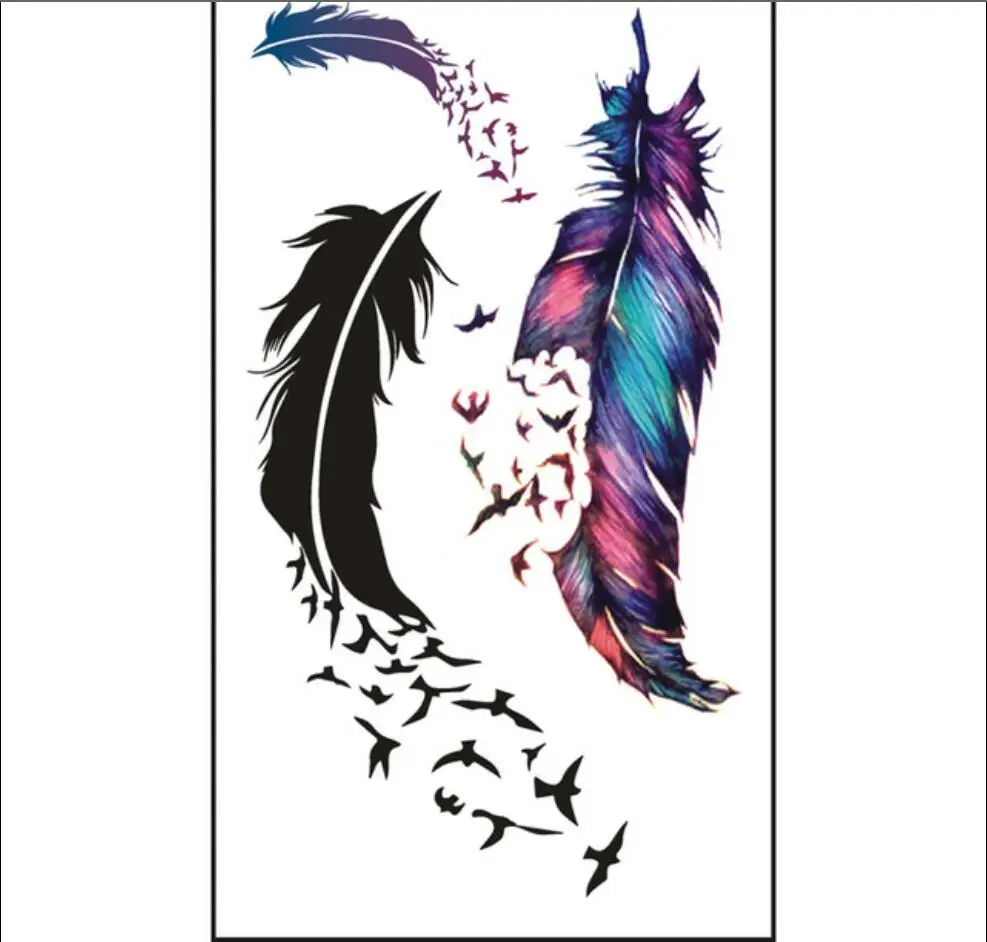 1 шт. водостойкая временная татуировка-наклейка черное перо татуировка детское