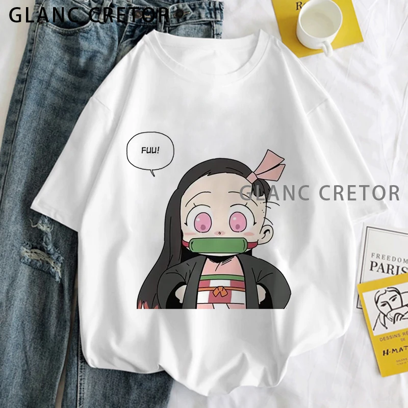 

Kimetsu No Yaiba 2021 Japan Anime Style Female T Shirt Graphic Print T-shirt Women Harajuku Aesthetic White Tops Tshirt Tee