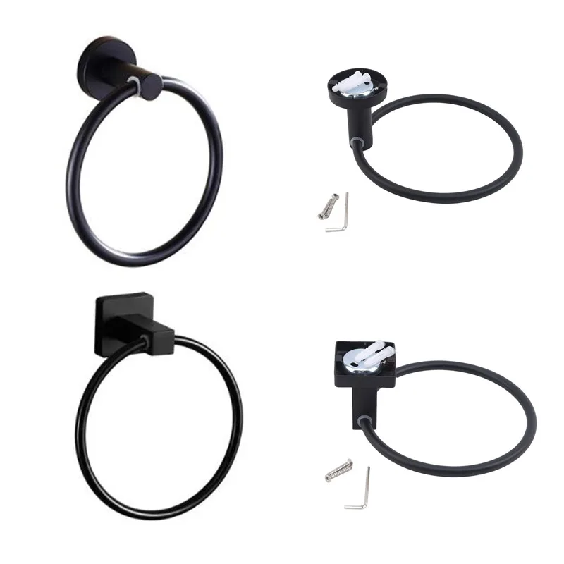 Настенное черное квадратное круглое полотенце из нержавеющей стали |