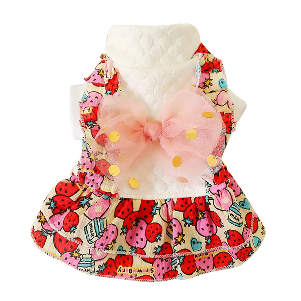 Новая юбка с принтом клубники для домашних животных осенняя и зимняя модная