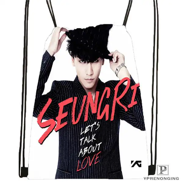 Drawstring Backpack Custom big bang(45) походная сумка на шнурке милый рюкзак для детей(черная спинка) 31x40 см#180612-03-big bang - Цвет: Drawstring Backpack