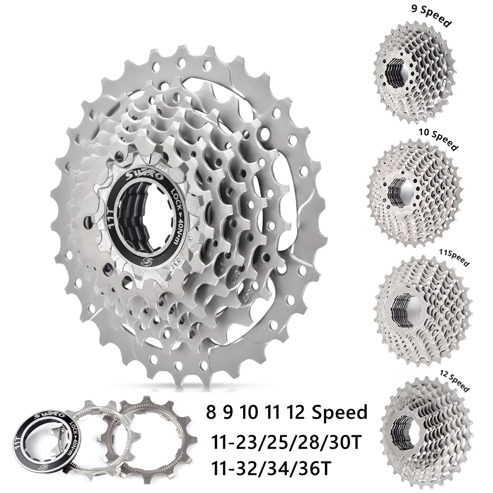 

Road Bike Cassette 8 9 10 11 12 Speed Velocidade 11-23T/25T/28T/30T/32T/34T Bicycle Freewheel MTB Sprocket K7 12v Piñon 10v Bmx