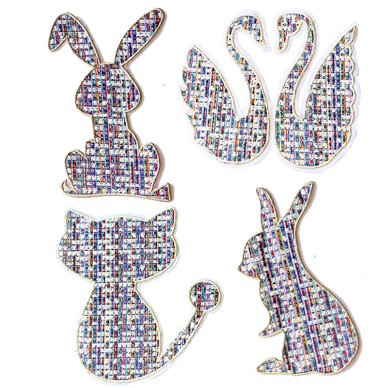 Цветная мозаичная нашивка 1 шт. с кроликом кошкой лебедем наклейка на одежду для