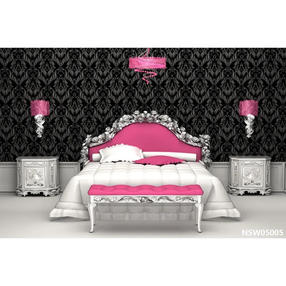 Laeacco Boudoir роскошная кровать люстра девушка Дамасская Стена Фото фоны индивидуальные фотографические фоны для фотостудии - Цвет: NSW05005