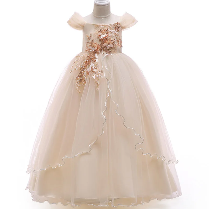 

Pink Winter Lace Girls Dress Bridesmaid Kids Dresses For Girls Children Long Party Wedding Princess Dress 14 10 12 Years