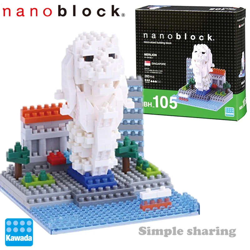 Мини площадки Nanoblock для просмотра серий Kawada Merlion Singapore NBH 105 новинка|Блочные