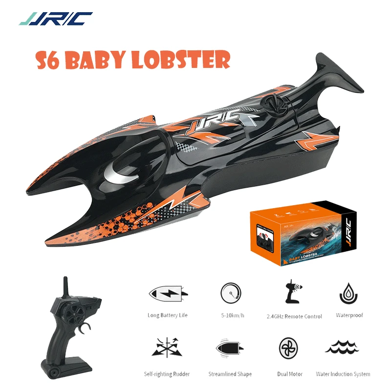 

JJRC S6 RC Remote Boat 1:47 2.4G Mini Boat Dual Brush Motors 10km/h Outdoor Waterproof Vehicle Model Electric Toys for Kids Gift