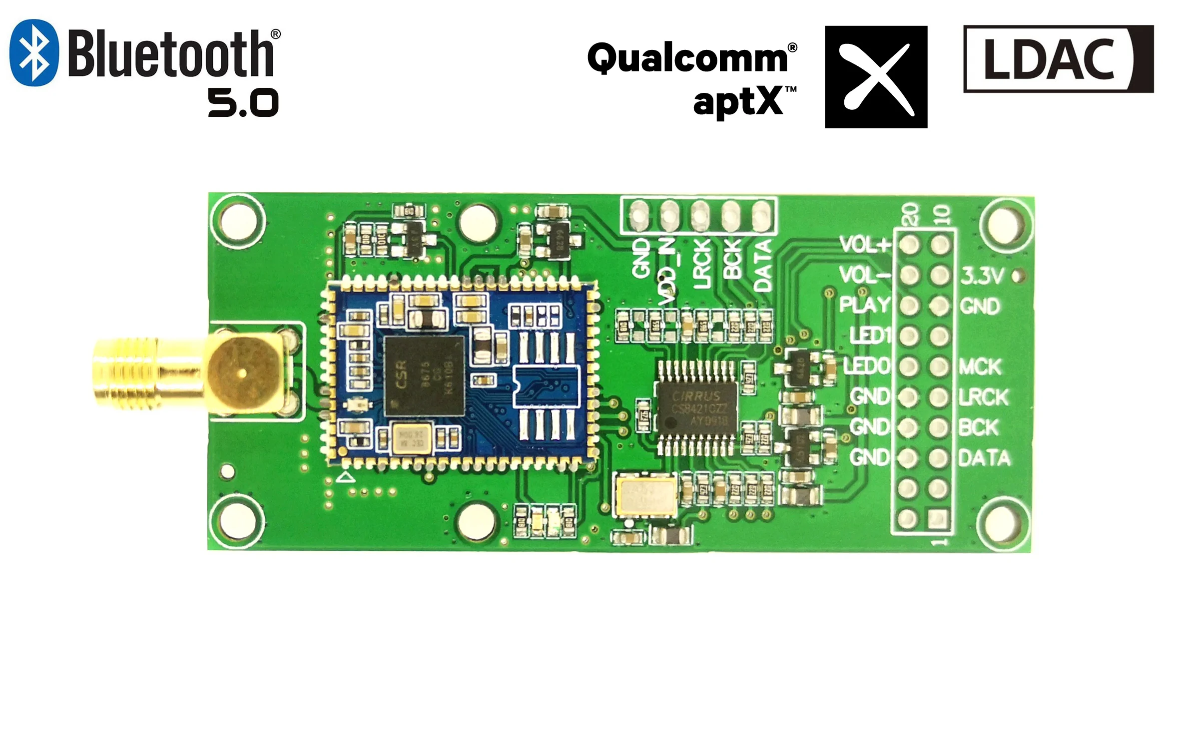 

LDAC Bluetooth аудио плата Bluetooth 5,0 цифровой интерфейс Bluetooth аудио выход Модуль Csr8675 IIS I2