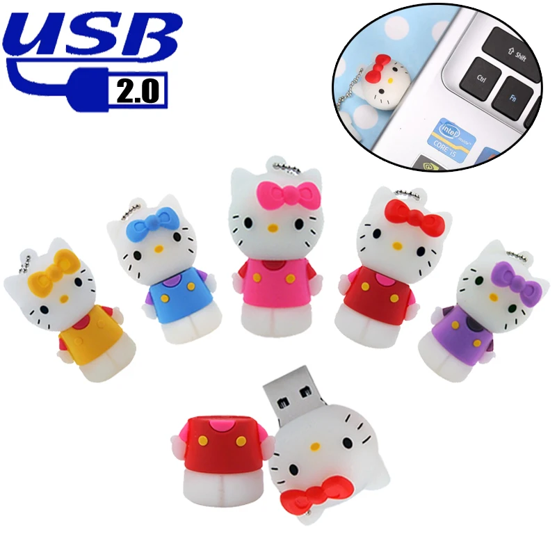 Милый мультяшный флеш накопитель hello kitty 16 ГБ 32 usb 4 8 64 дешевый u stick подарок для ПК|USB