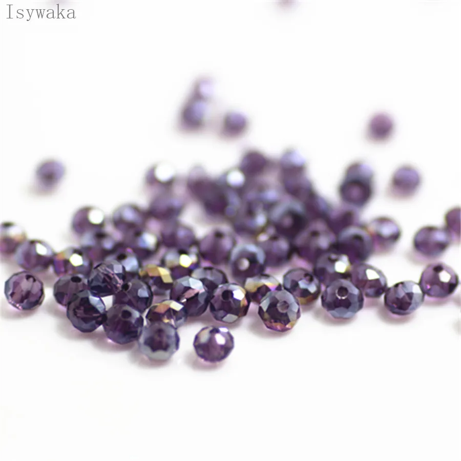

Isywaka Purple AB Colors 3x4mm 145pcs Rondelle Austria faceted Crystal Glass Beads Loose Spacer Round Beads Jewelry Making