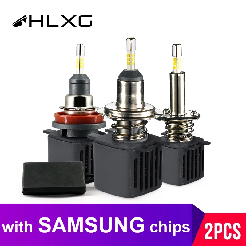 HLXG Автомоболильные Светодиодные Фары Головного Света на Матрице Samsung H4 LED H7 4 стороны по 3 диода 9005 HB3 ЛЕД Лампа H11 H8 H1 Ближний Свет Дальний Противотуманные Фары Яркость 10000Лм 6500К Холодный Белый 12В