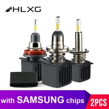HLXG Автомоболильные Светодиодные Фары Головного Света на Матрице Samsung H4 LED H7 4 стороны по 3 диода 9005 HB3 ЛЕД Лампа H11 H8 H1 Ближний Свет Дальний Противотуманные Фары Яркость 10000Лм 6500К Холодный Белый 12В