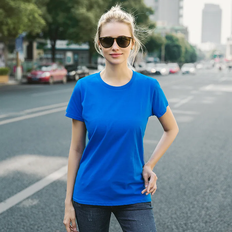 Женская футболка с коротким рукавом простая хлопковая эластичная Базовая 18