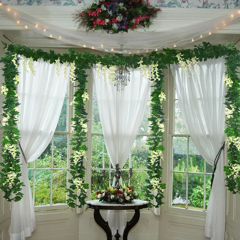 5 шт. Шелковый венок Вистерия искусственная цветок висячие растения лоза