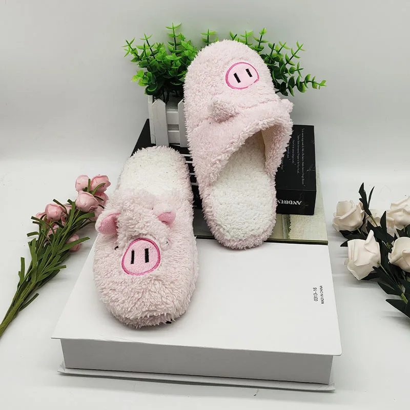 Pig Cute Animal Slipper For Women Girls Fashion Kawaii Fluffy Winter Warm Slippers Woman Cartoon Funny Shoes House Slippers