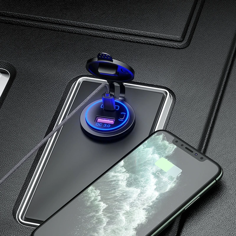 Зарядное устройство для автомобиля 12 В 24 QC3.0 быстрая зарядка USB Type C PD с