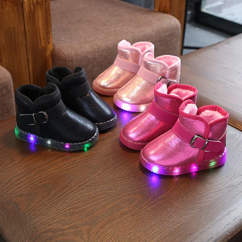 2019 Новые Зимние Повседневные детские ботинки Толстая теплая однотонная обувь