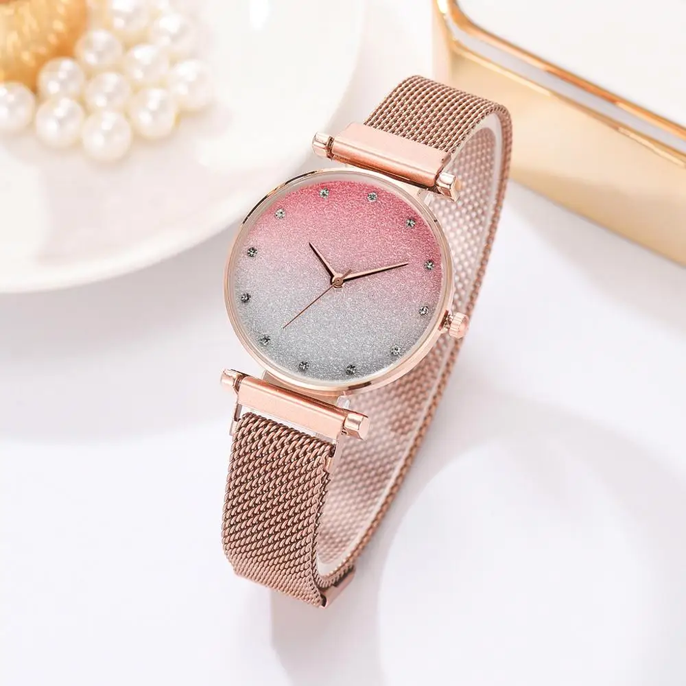Luxury Women Watch Gradient Dial Starry Sky Fashion Elegant Magnet Mesh Bracelet Ladies Wristwatch Relogio Feminino | Наручные часы