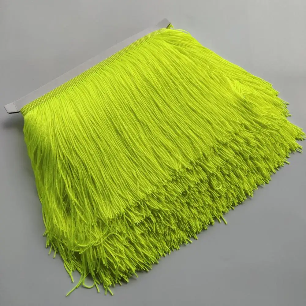 Флуоресцентная желтая длинная кружевная бахрома 1 метр 15 см отделка бахромой из