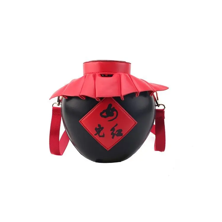 

Funny Wine Pot Design Small Handbag for Women 2020 New High Quality Leather Bottle Chain Shoulder Messenger Bag
