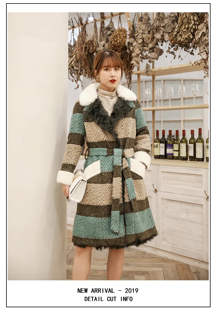 Natural Fur Coat Female Winter Real Wool Liner Mink Fur Collar Jacket Women Vintage Double Faced Tops Korean Fur Jackets 17809